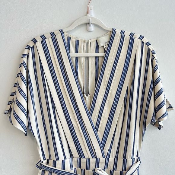 Anthropologie Greylin Blue Striped Josie Romper Shorts Size M Belted Soft - Picture 4 of 16